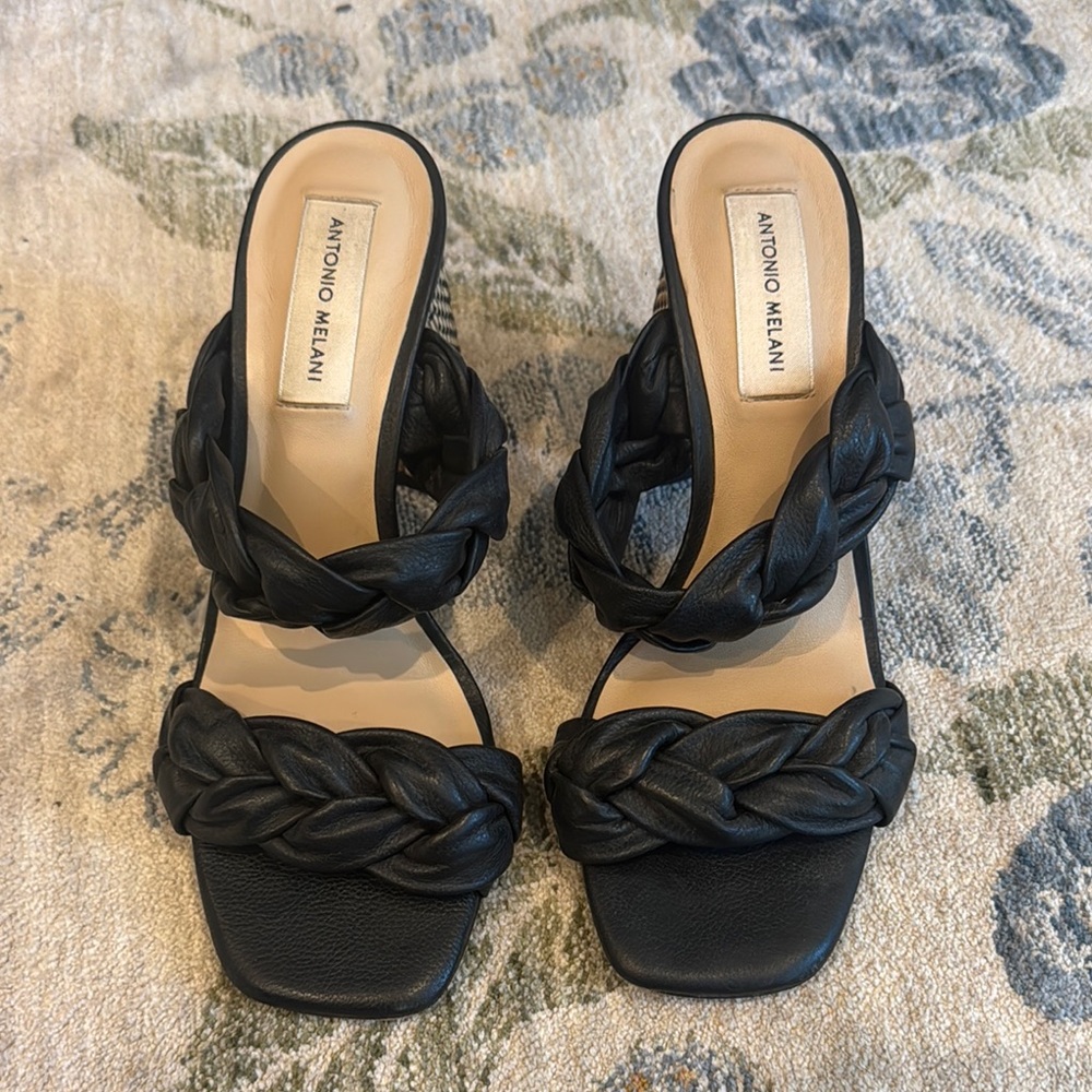 Antonio Melani Black Braided Women's block heels
